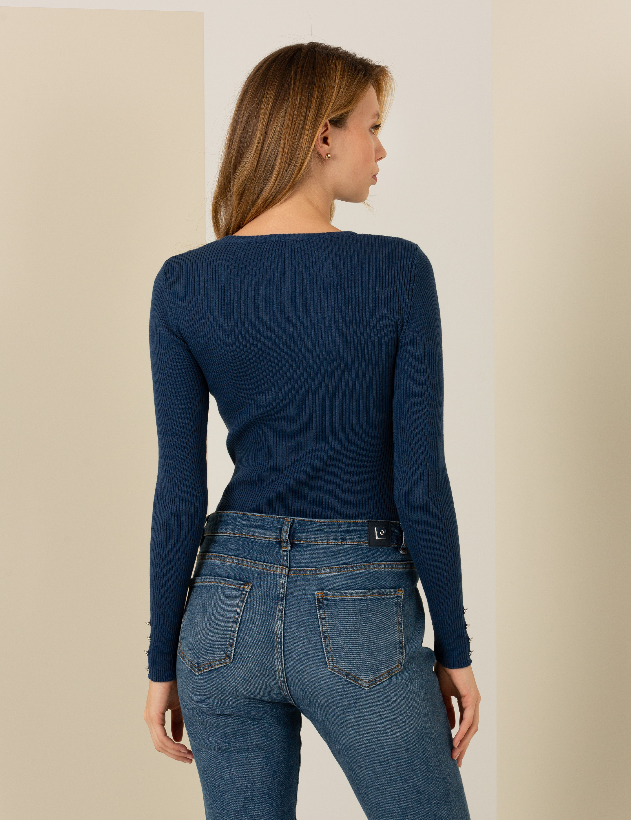 İndigo Slim Fit Bisiklet Yaka Basic Kazak - Image 5