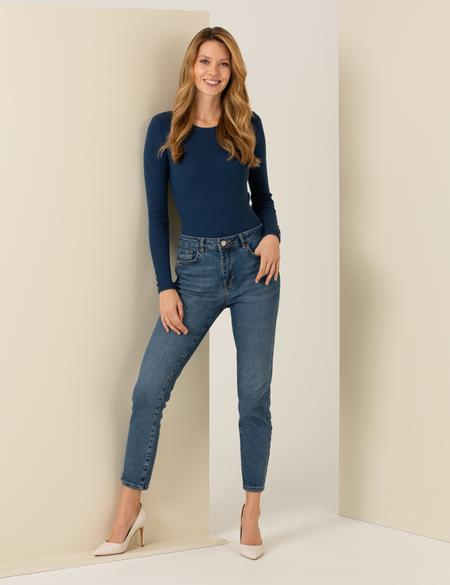 İndigo Slim Fit Bisiklet Yaka Basic Kazak - 50257264033