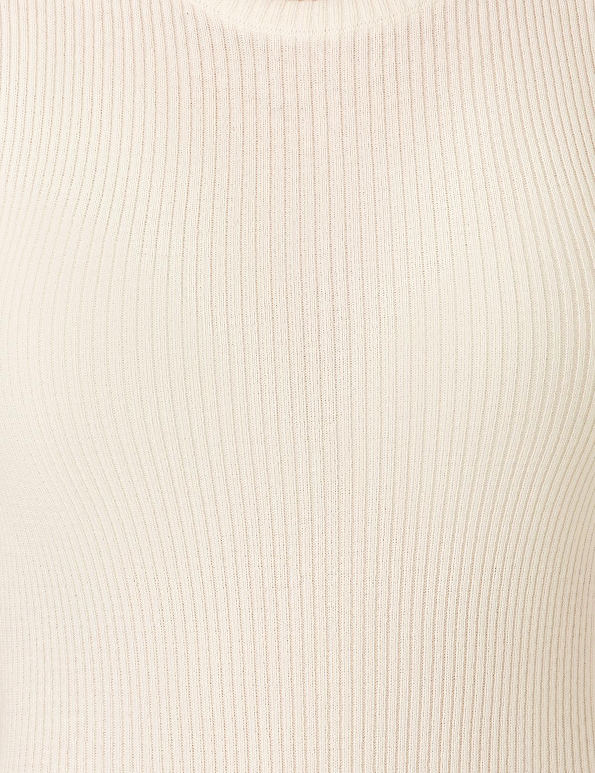 Ekru Slim Fit Bisiklet Yaka Kazak - 50260573007