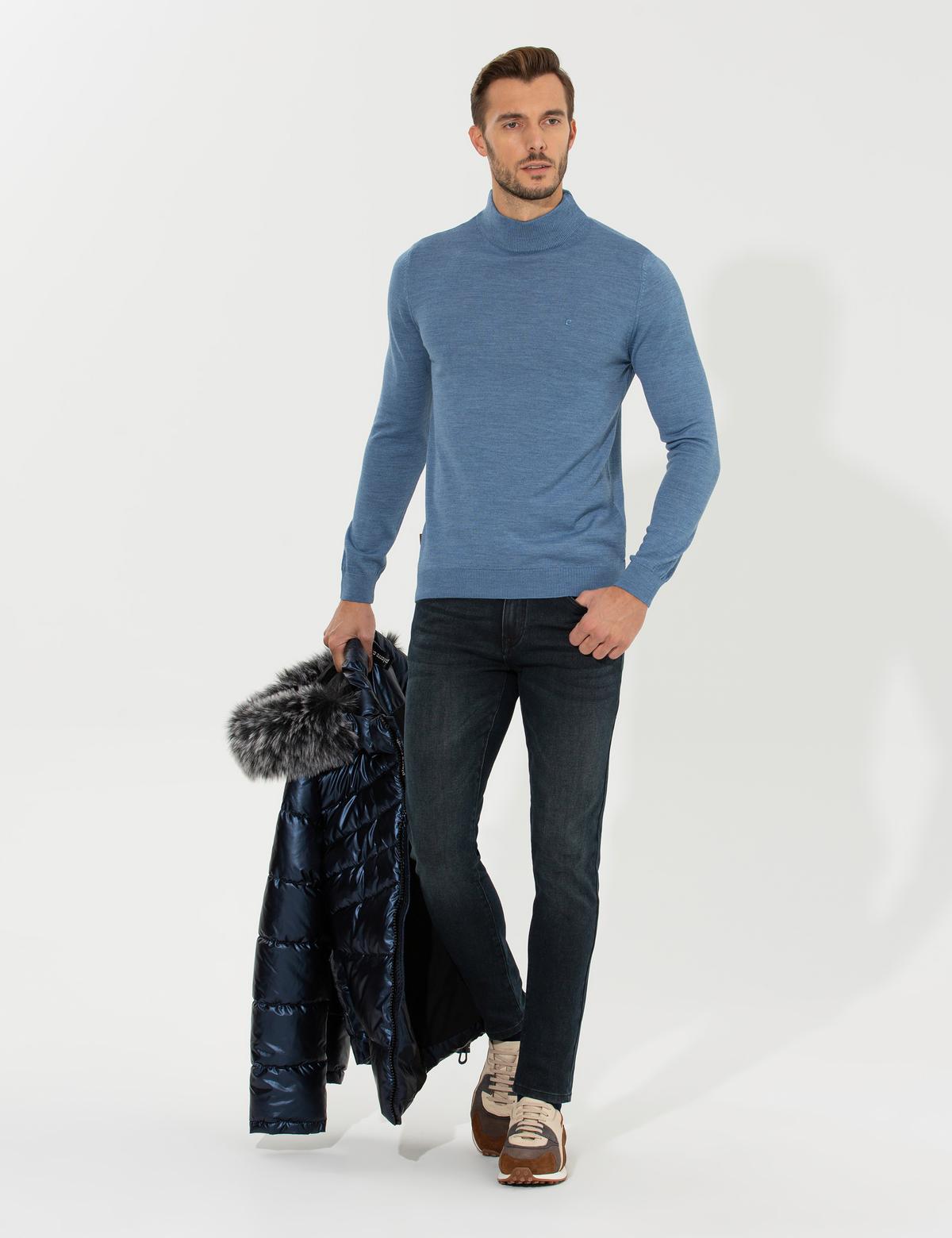 Mavi Regular Fit Yarım Balıkçı Yaka Yün Karışımlı Basic Triko Kazak