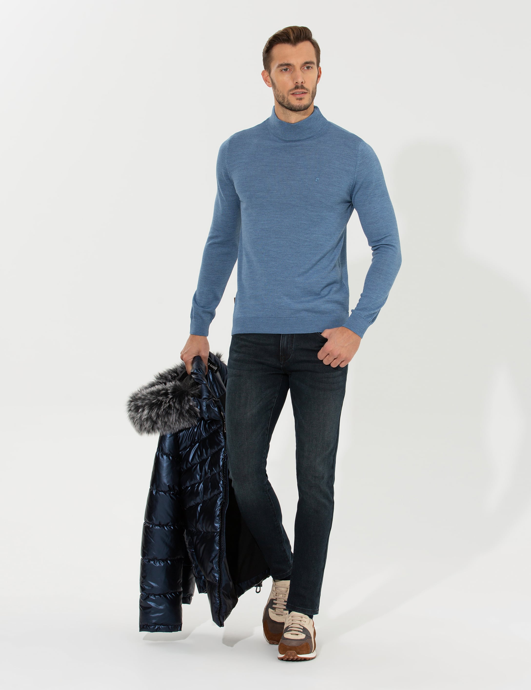 Mavi Regular Fit Yarım Balıkçı Yaka Yün Karışımlı Basic Triko Kazak - Image 1