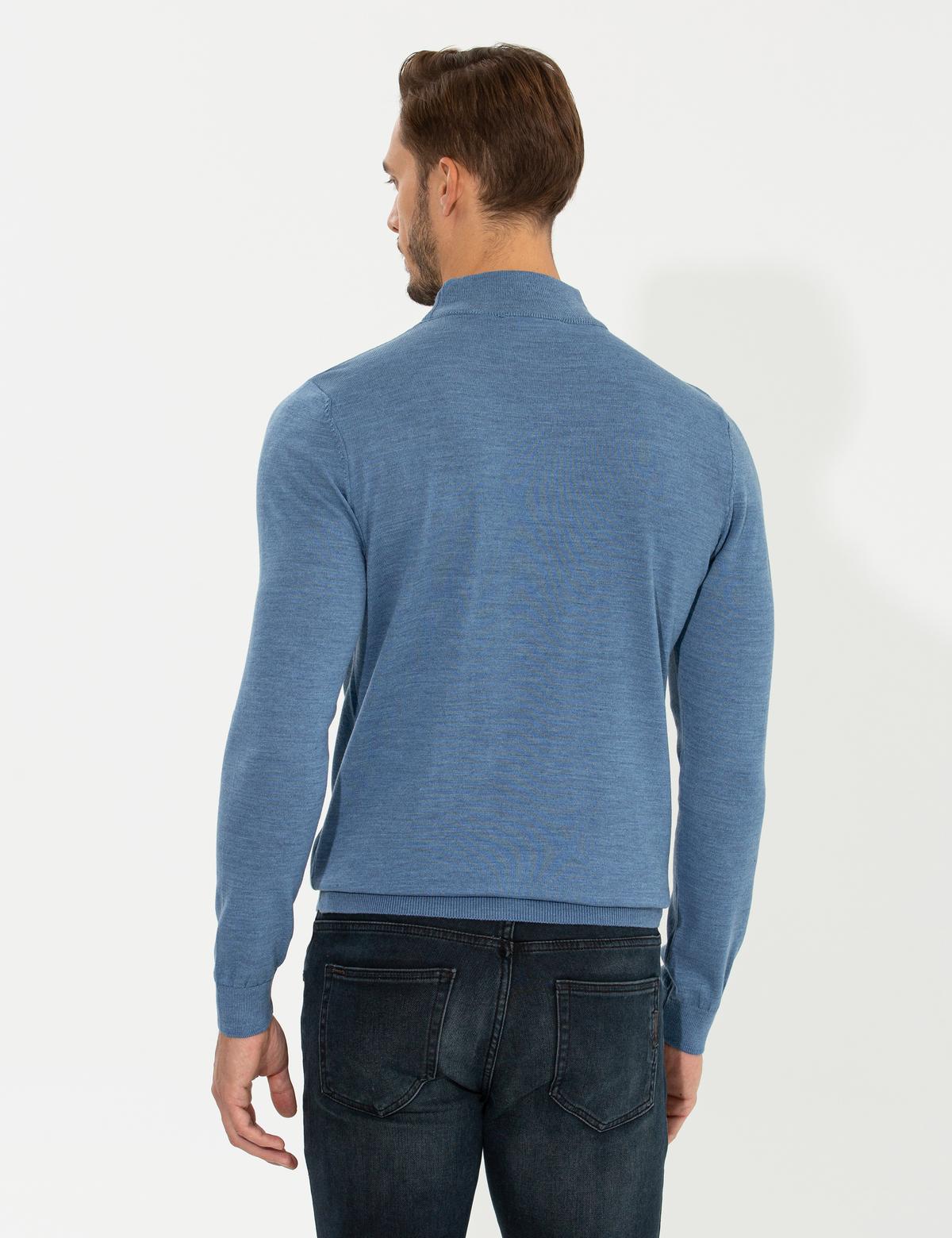 Mavi Regular Fit Yarım Balıkçı Yaka Yün Karışımlı Basic Triko Kazak - 50236754121