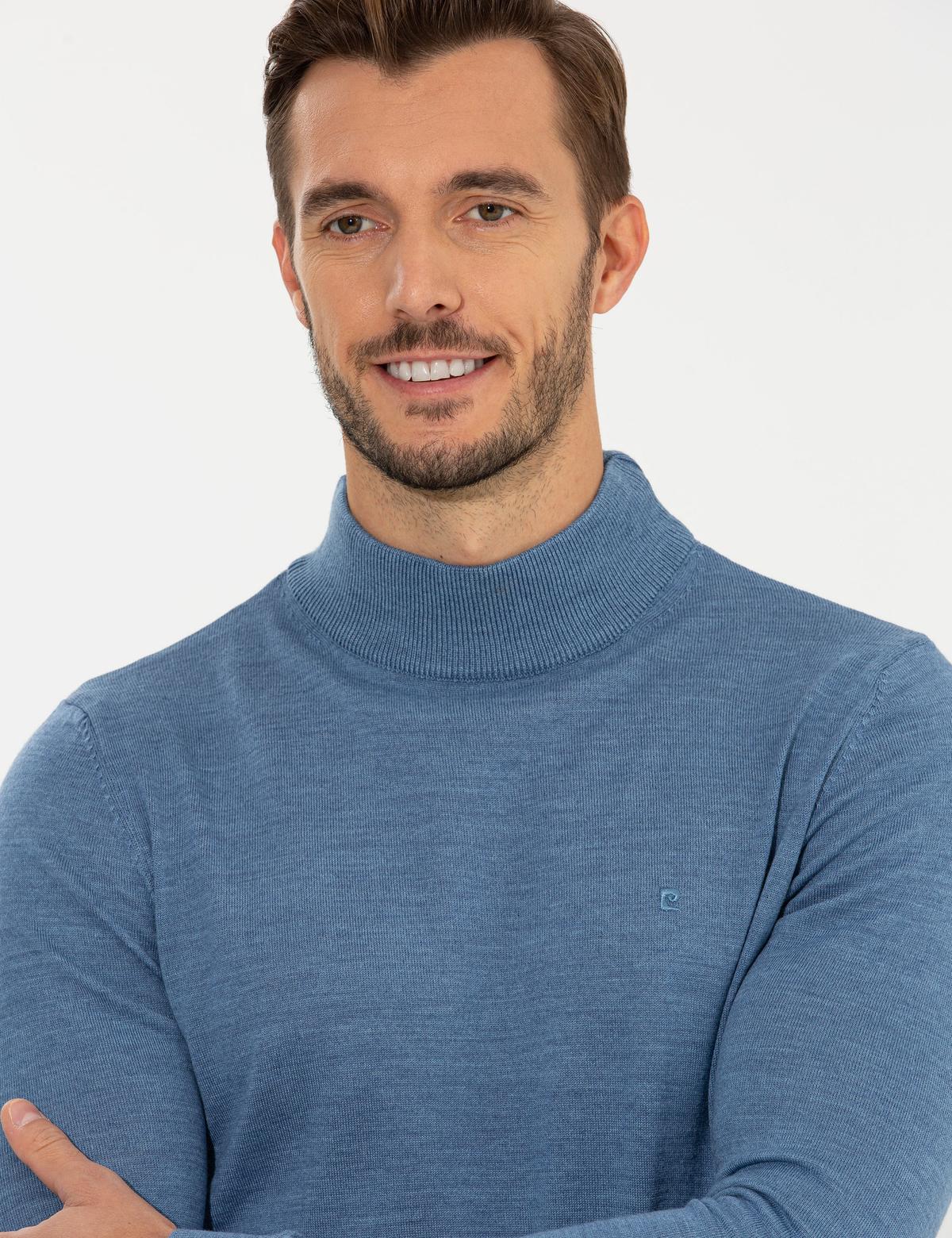 Mavi Regular Fit Yarım Balıkçı Yaka Yün Karışımlı Basic Triko Kazak - 50236754121