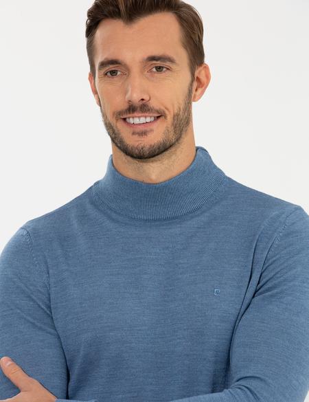 Mavi Regular Fit Yarım Balıkçı Yaka Yün Karışımlı Basic Triko Kazak - 50236754121