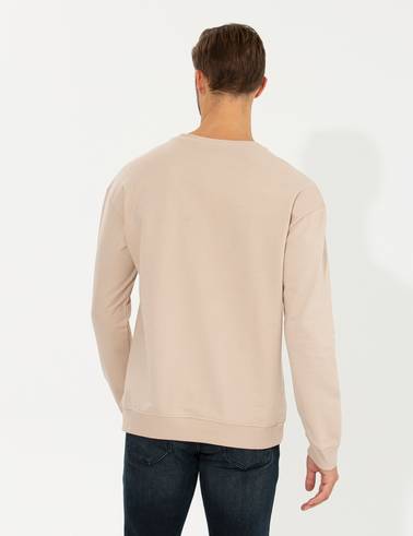 Bej Comfort Fit Sweatshirt