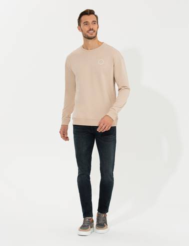 Bej Comfort Fit Sweatshirt