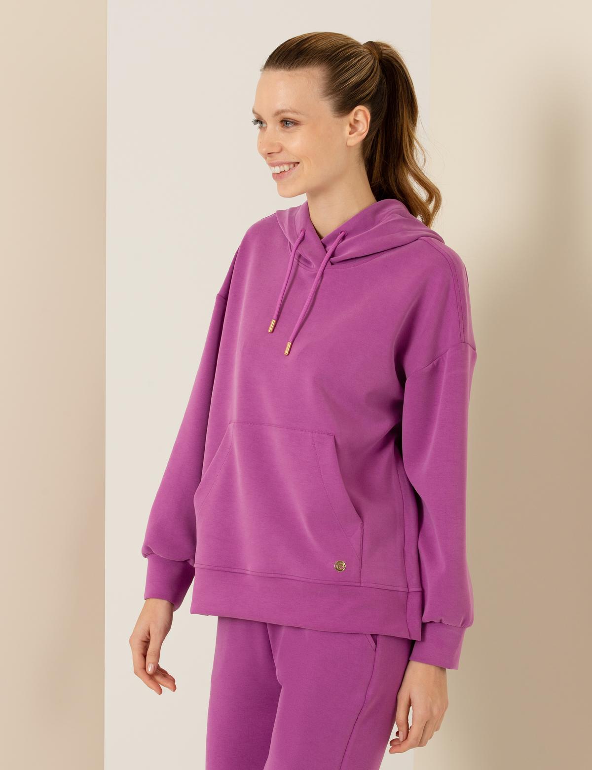 Menekşe Oversize Kapüşonlu Sweatshirt - 50257378034