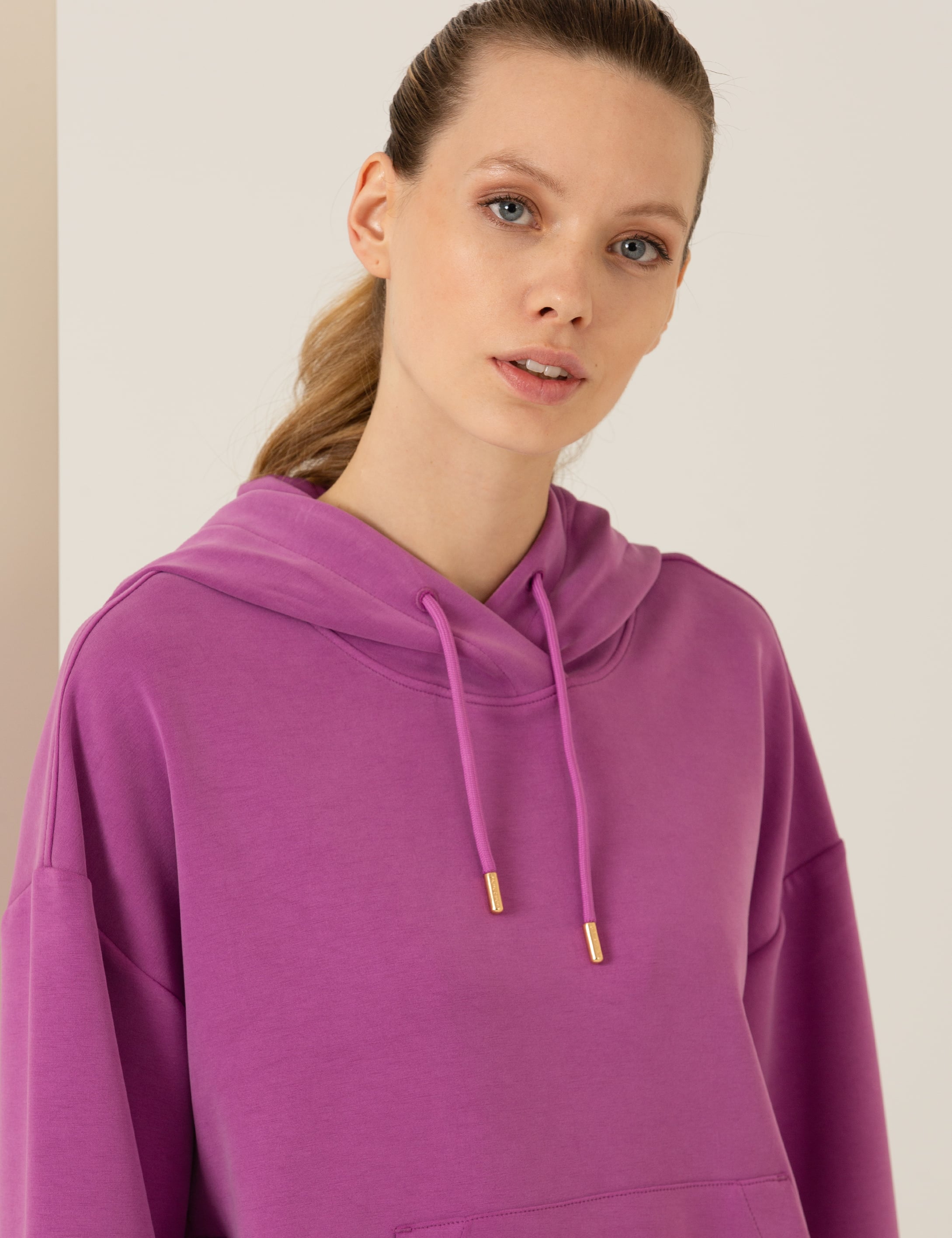 Menekşe Oversize Kapüşonlu Sweatshirt