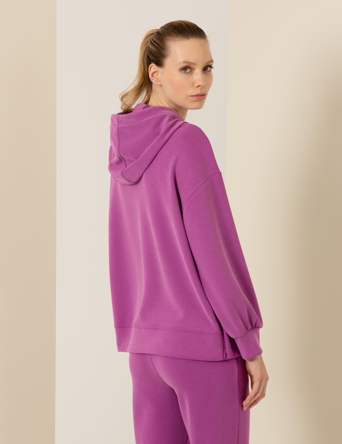 Menekşe Oversize Kapüşonlu Sweatshirt - 50257378034