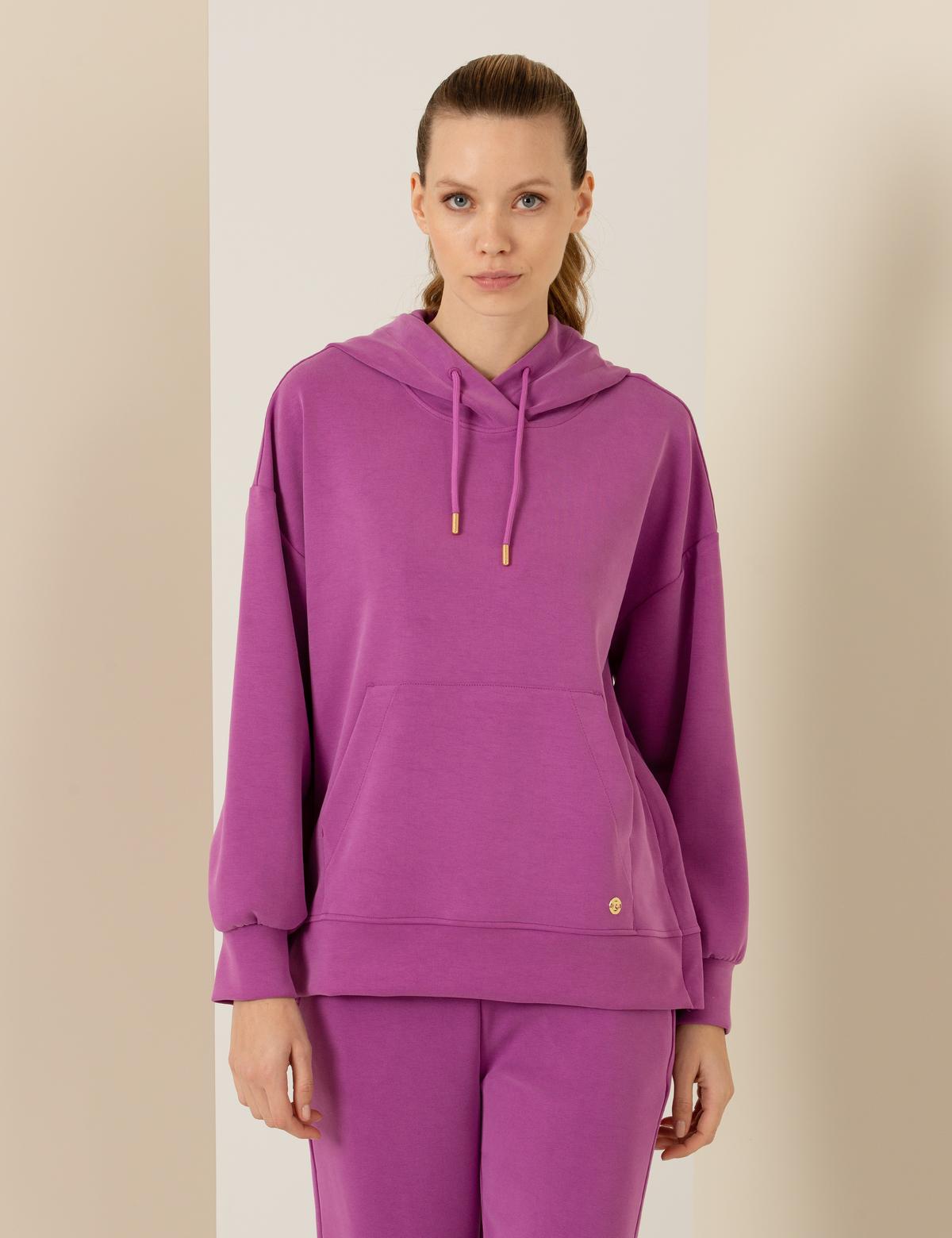 Menekşe Oversize Kapüşonlu Sweatshirt