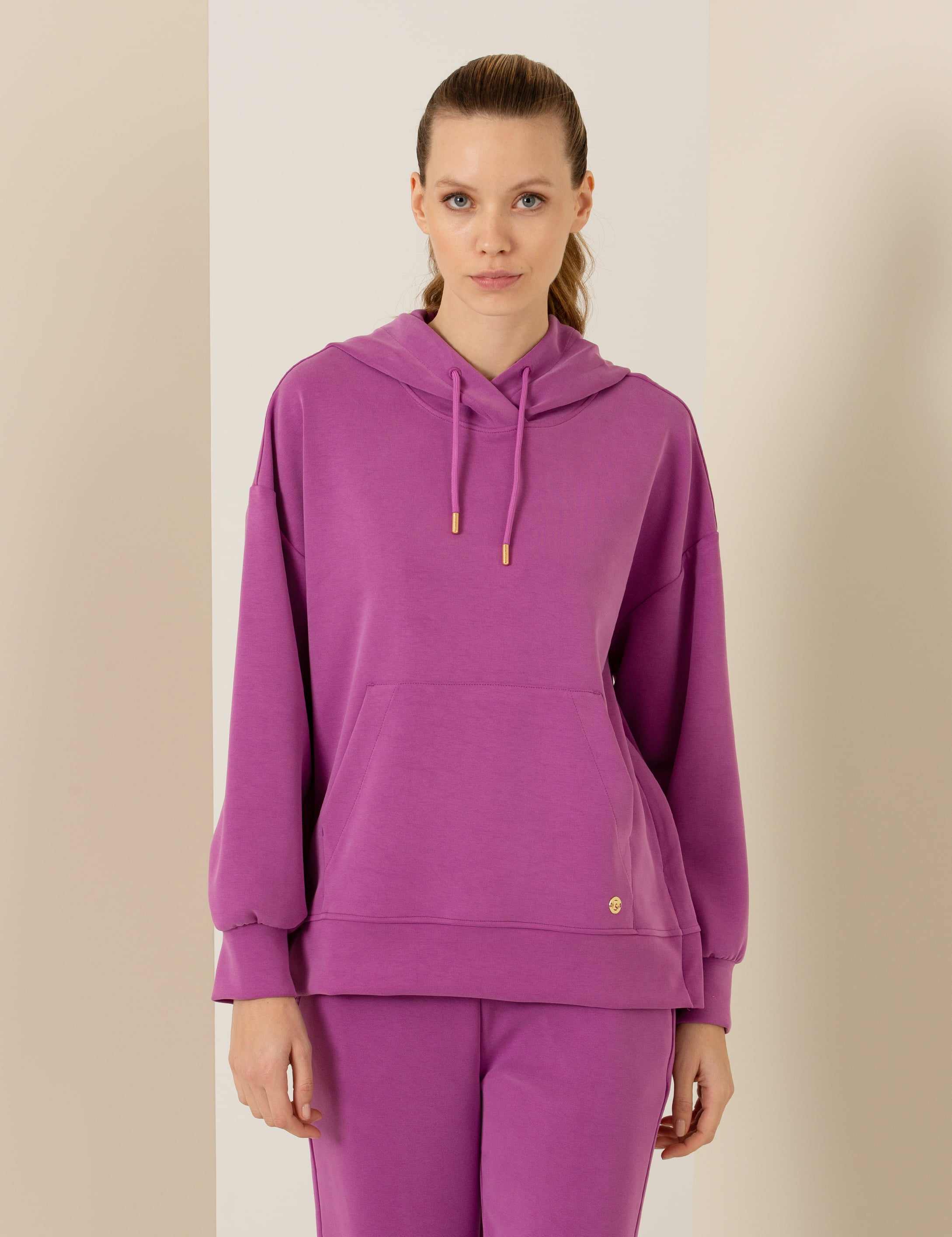 Menekşe Oversize Kapüşonlu Sweatshirt