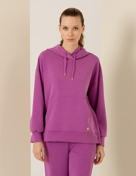 Menekşe Oversize Kapüşonlu Sweatshirt - 50257378034