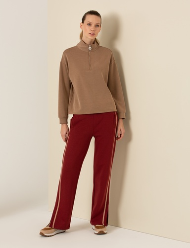 Bordo Flare Fit Eşofman Altı