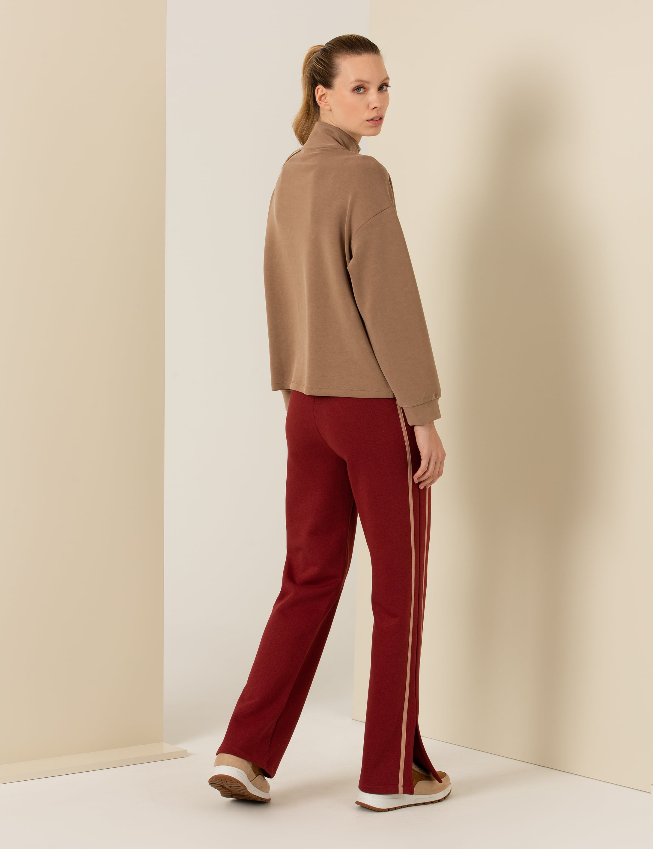 Bordo Flare Fit Eşofman Altı
