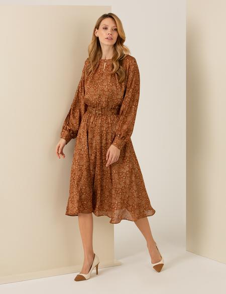 Camel Desenli Elbise - 50257478002