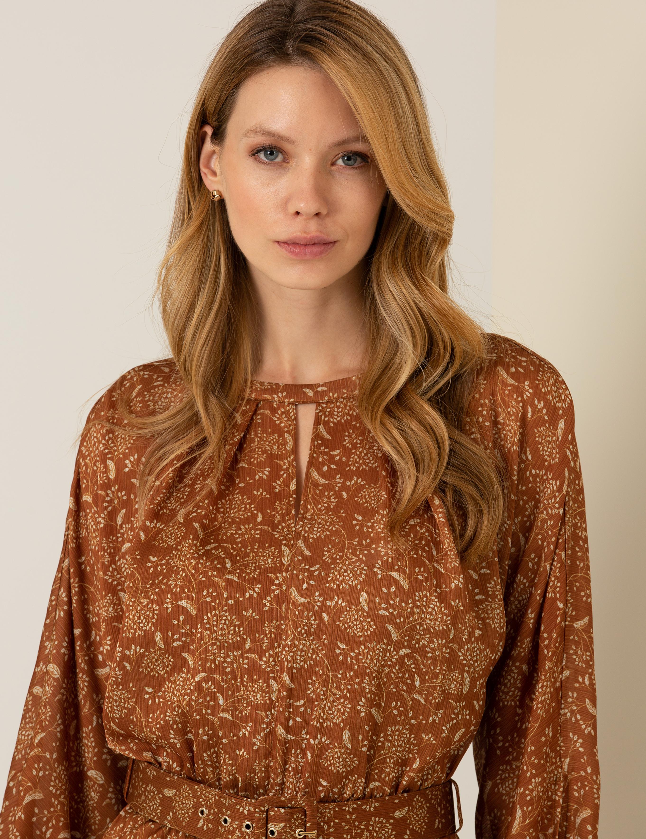 Camel Desenli Elbise