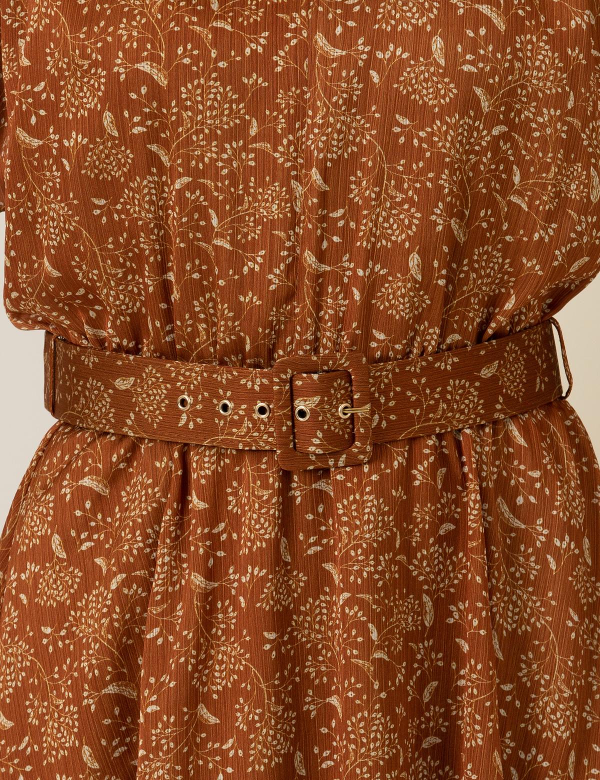 Camel Desenli Elbise - 50257478002