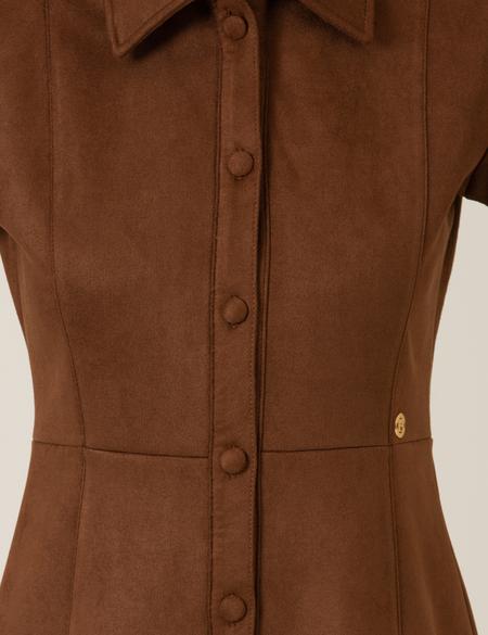 Kahverengi Slim Fit Dokuma Elbise - 50262732003