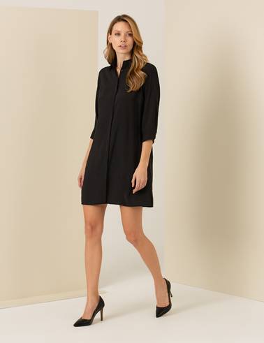 Siyah Slim Fit Dokuma Elbise