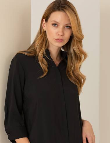 Siyah Slim Fit Dokuma Elbise