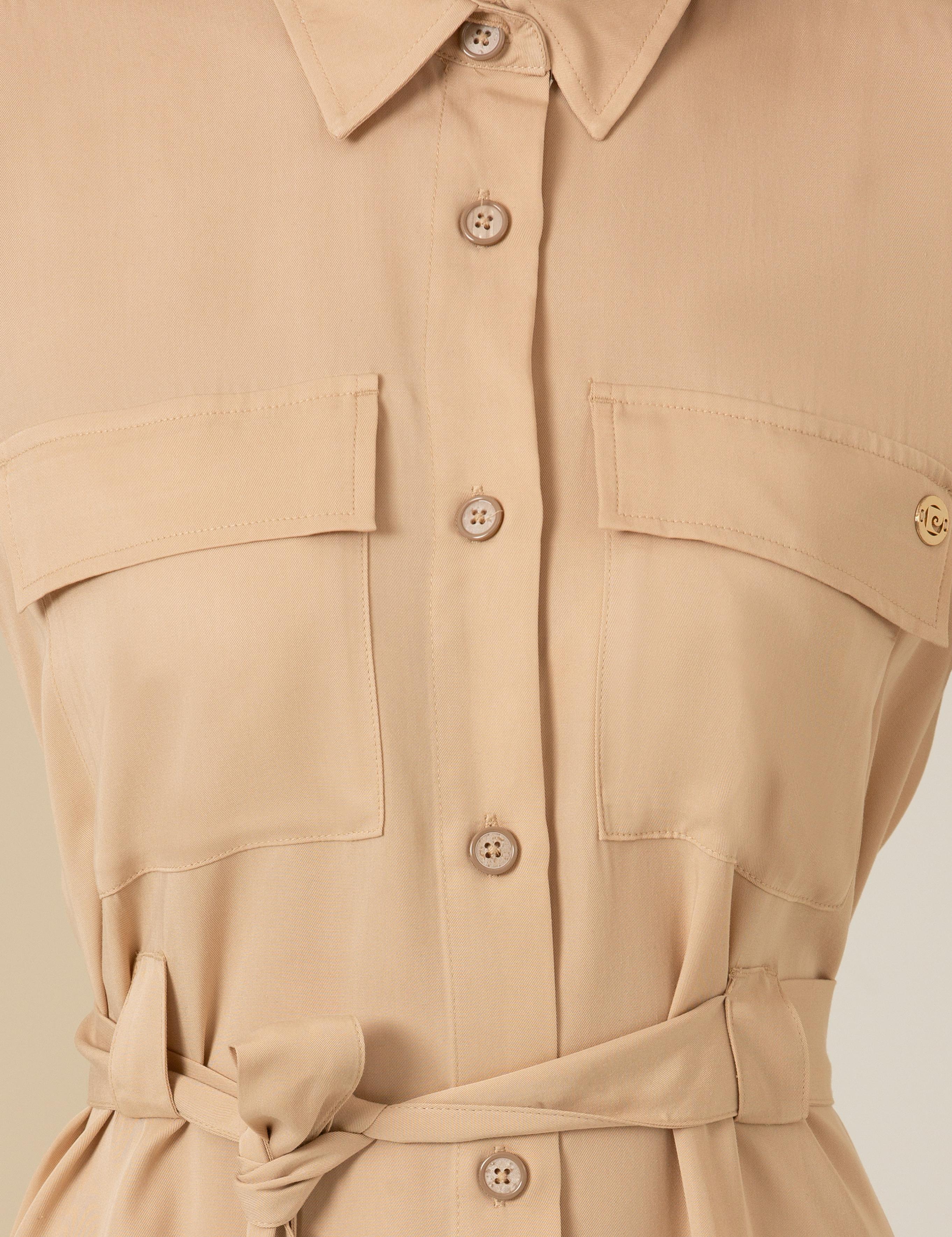 Bej Midi Gömlek Elbise