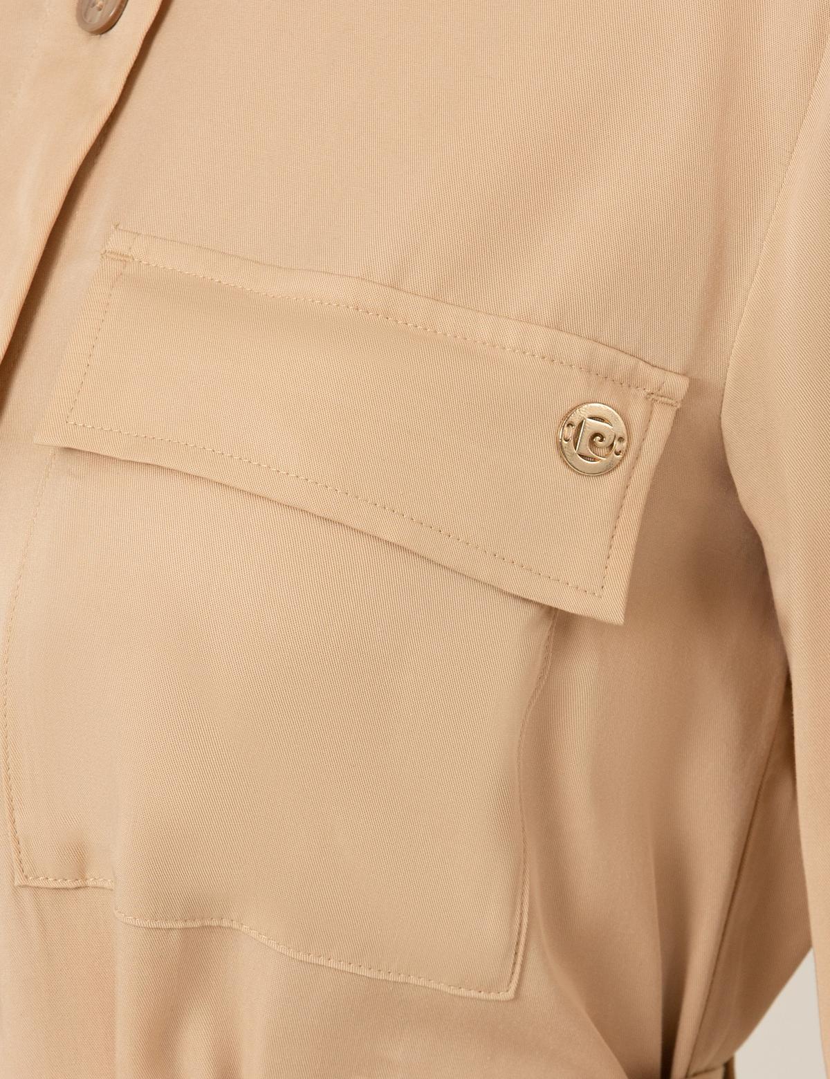 Bej Midi Gömlek Elbise - 50262730002