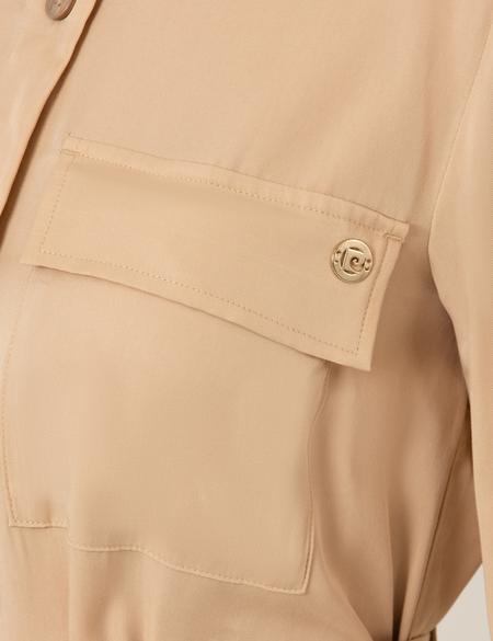 Bej Midi Gömlek Elbise - 50262730002