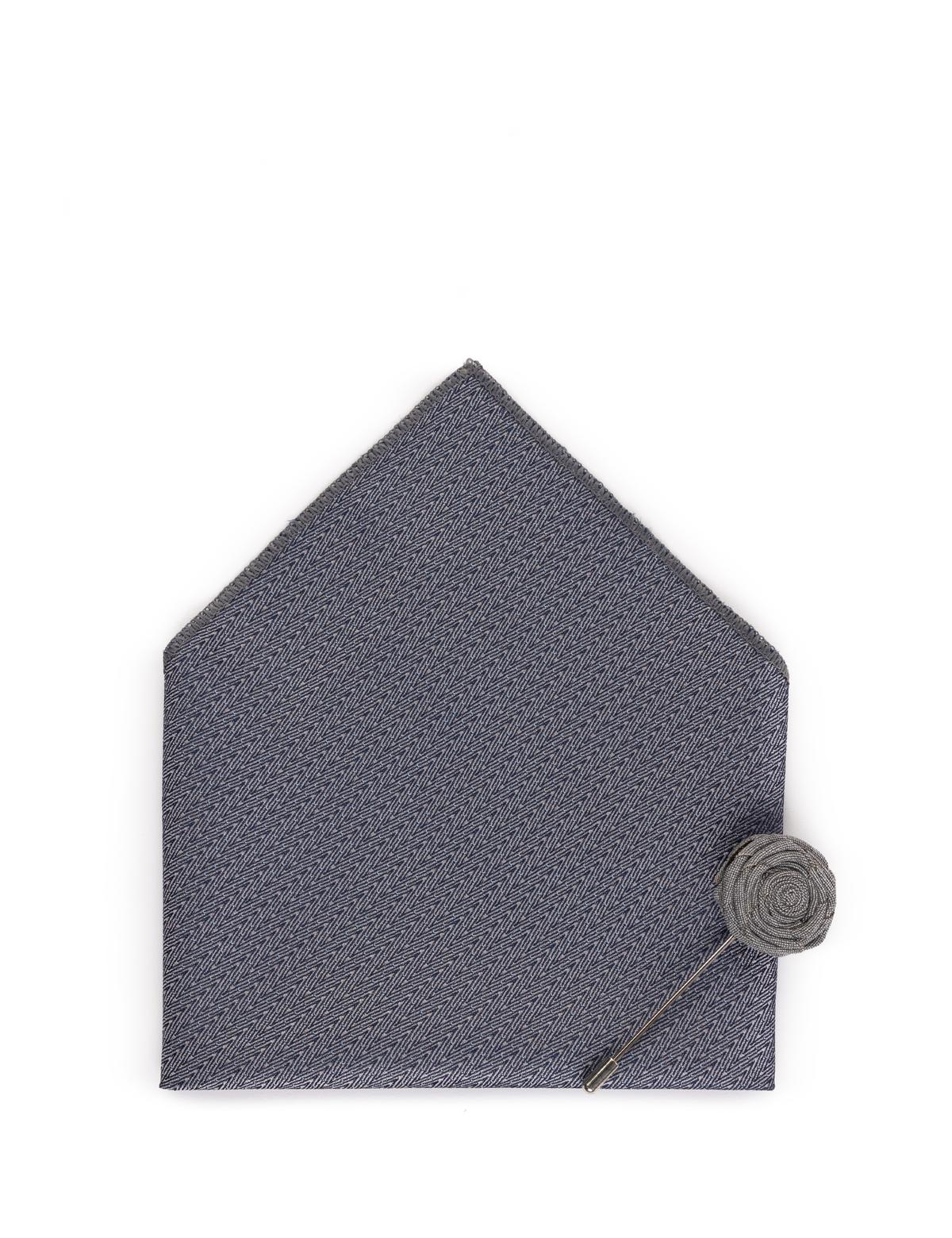 Gri 3'lü Kravat Mendil Set - 50269819001