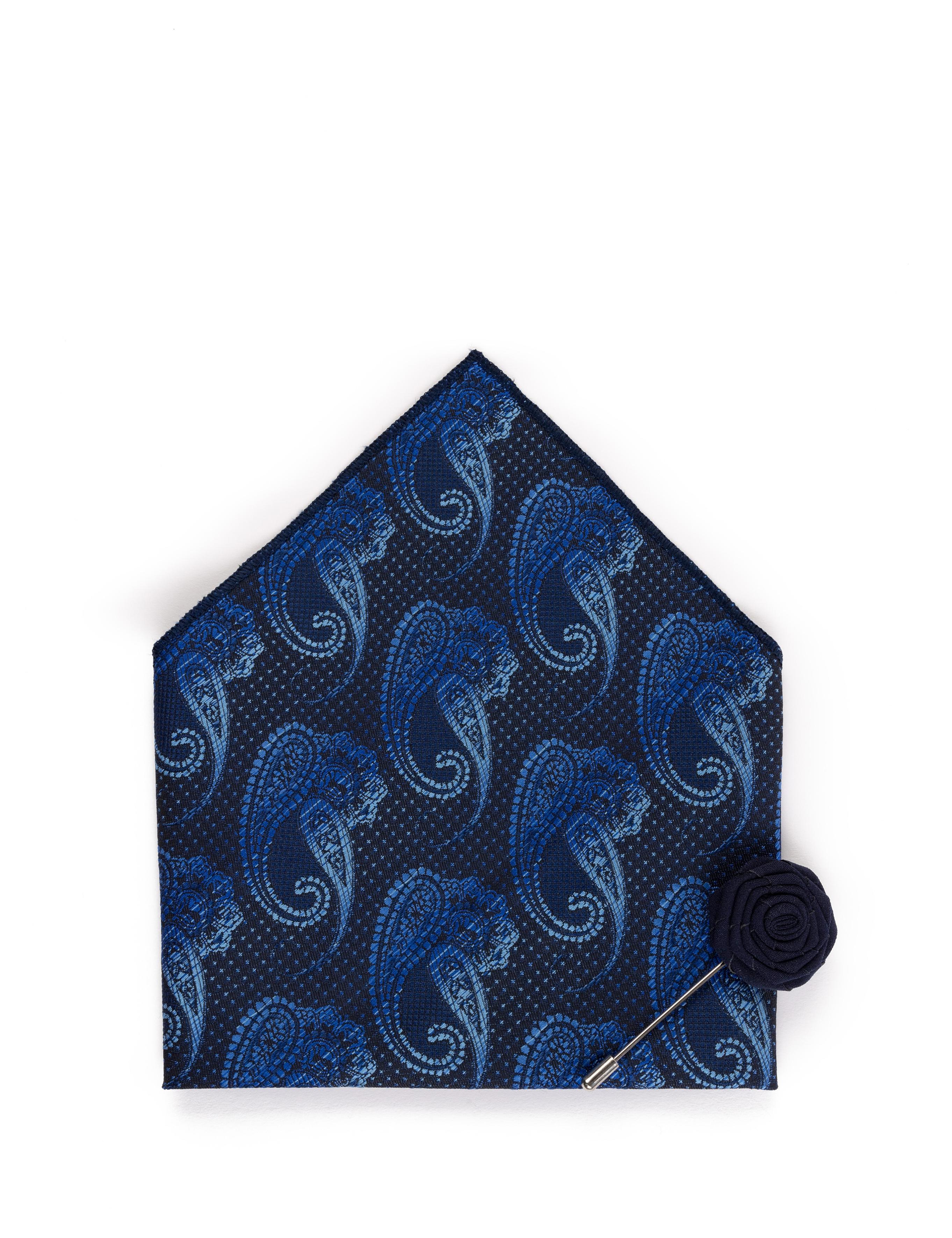 Lacivert 3'lü Kravat Mendil Set