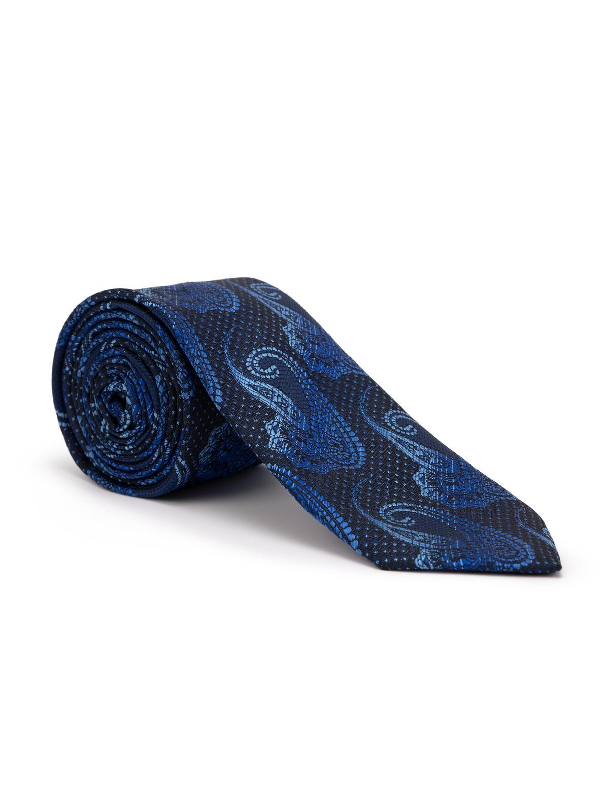 Lacivert 3'lü Kravat Mendil Set - 50269861002