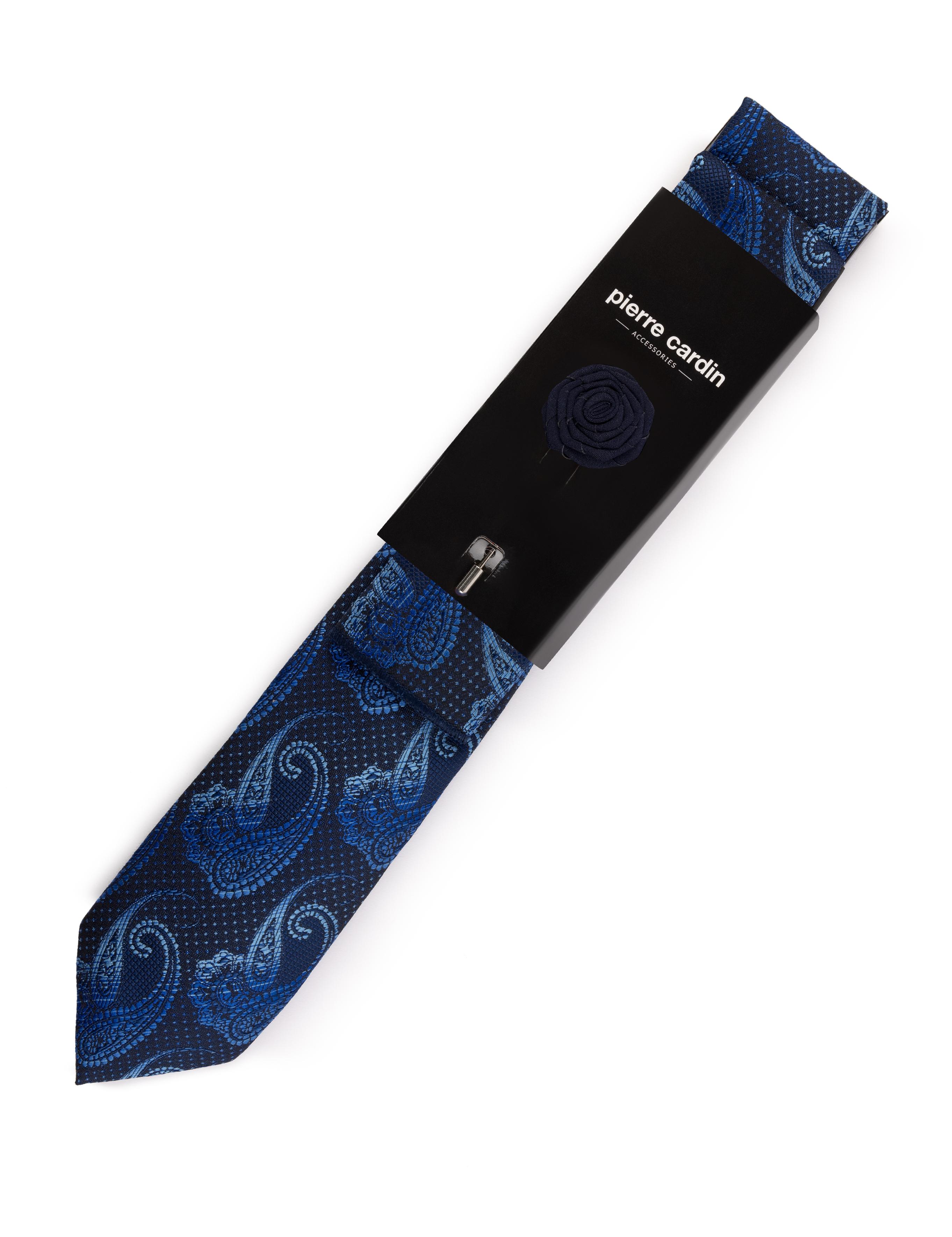 Lacivert 3'lü Kravat Mendil Set