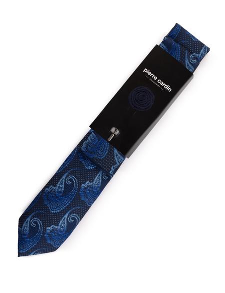 Lacivert 3'lü Kravat Mendil Set - 50269861002