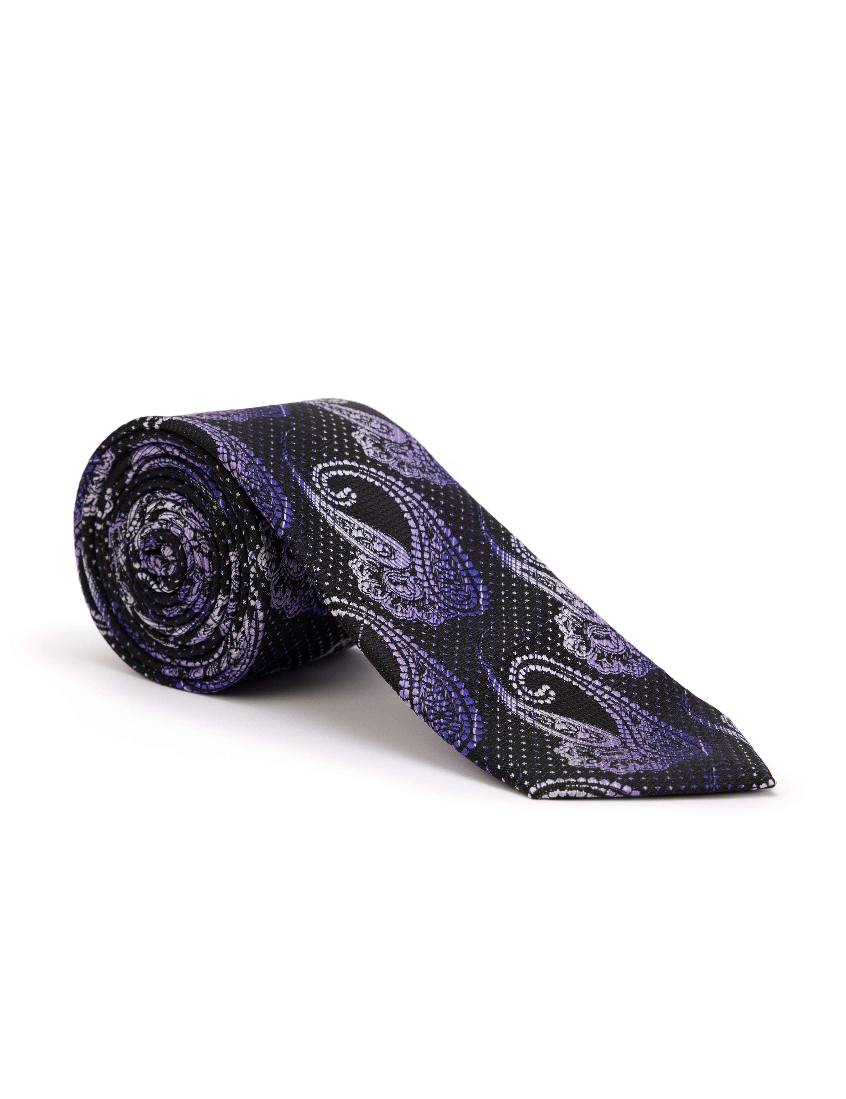 Mor 3'lü Kravat Mendil Set