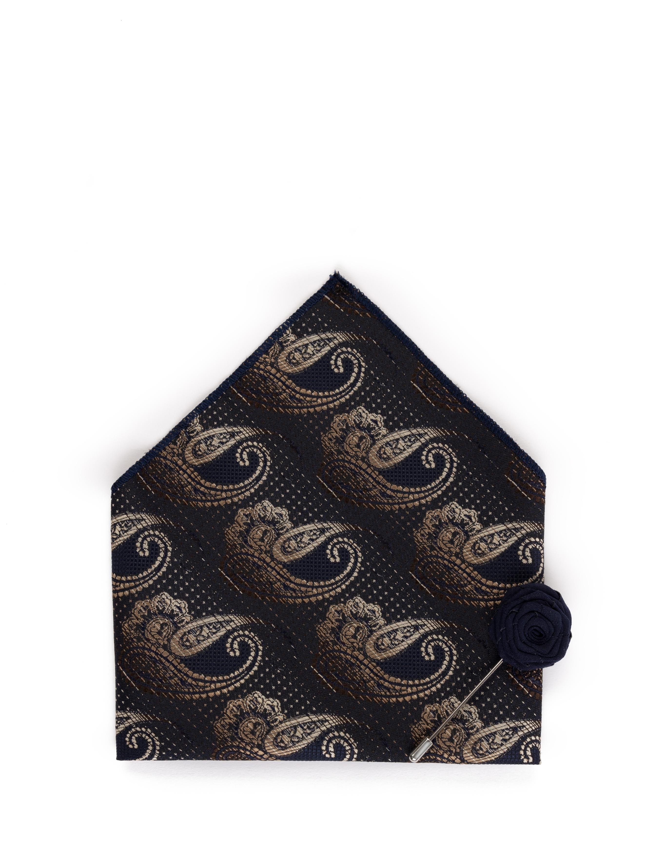 Kahverengi 3'lü Kravat Mendil Set