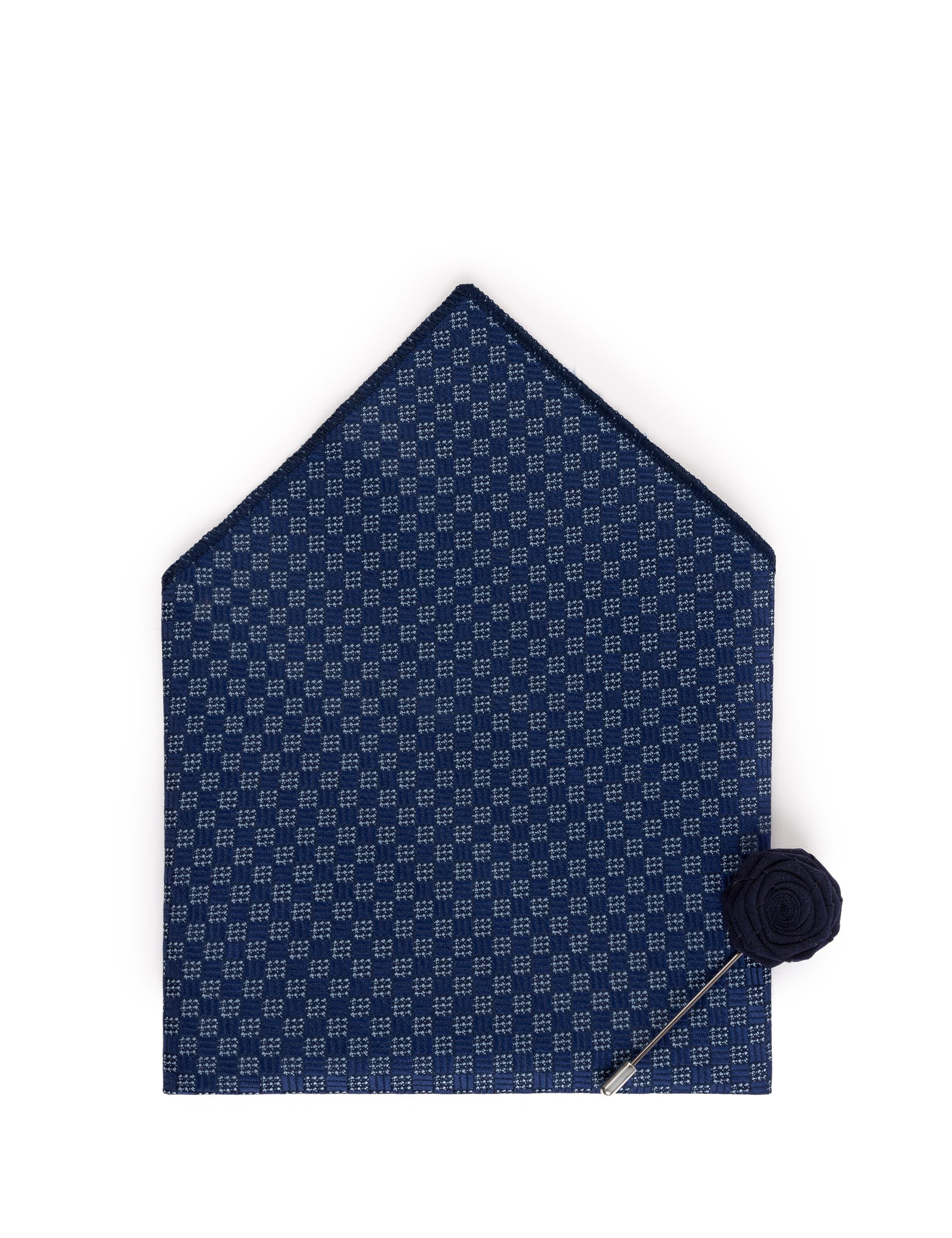 Lacivert 3'lü Kravat Mendil Set