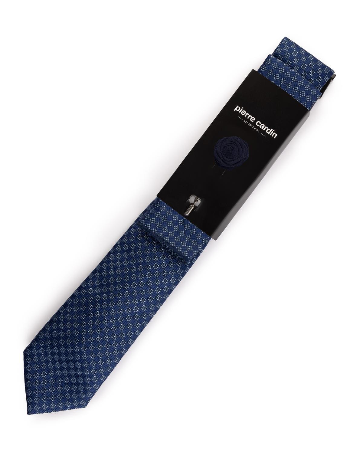 Lacivert 3'lü Kravat Mendil Set - 50269862001