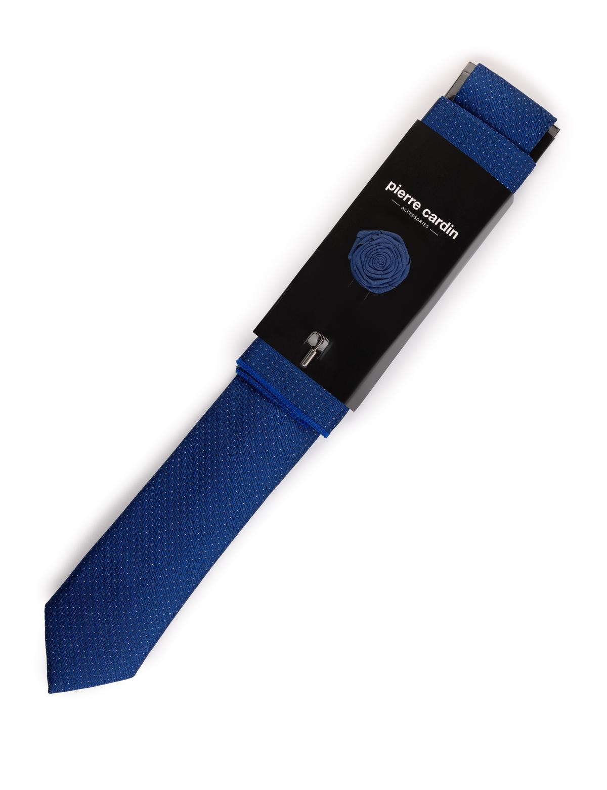 Lacivert 3'lü Kravat Mendil Set - 50269819002