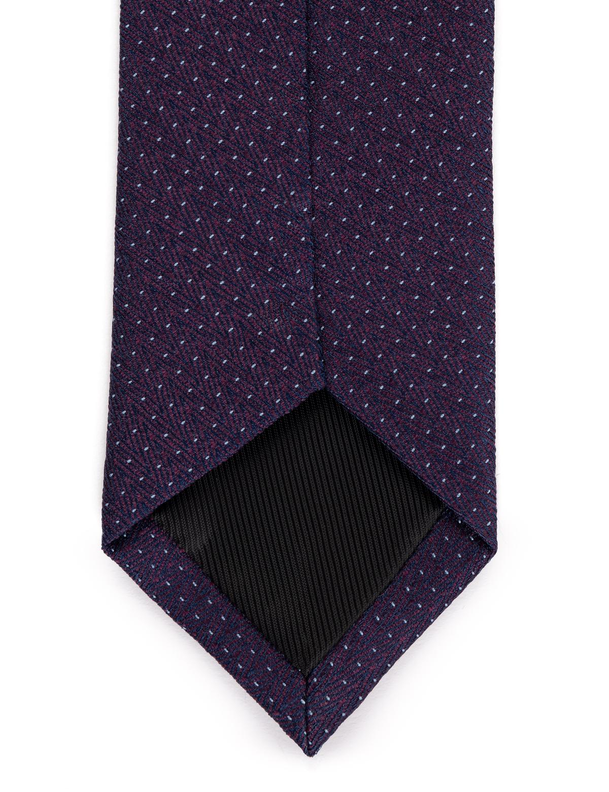 Mor 3'lü Kravat Mendil Set - 50269819003