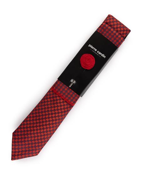 Bordo 3'lü Kravat Mendil Set - 50269862003