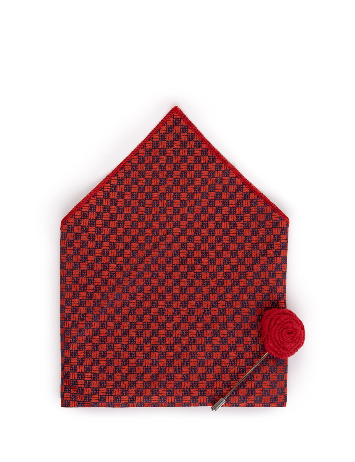 Bordo 3'lü Kravat Mendil Set - 50269862003