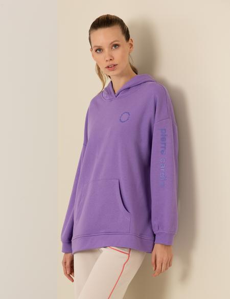 Lila Oversize Kapüşonlu Sweatshirt - 50253883013