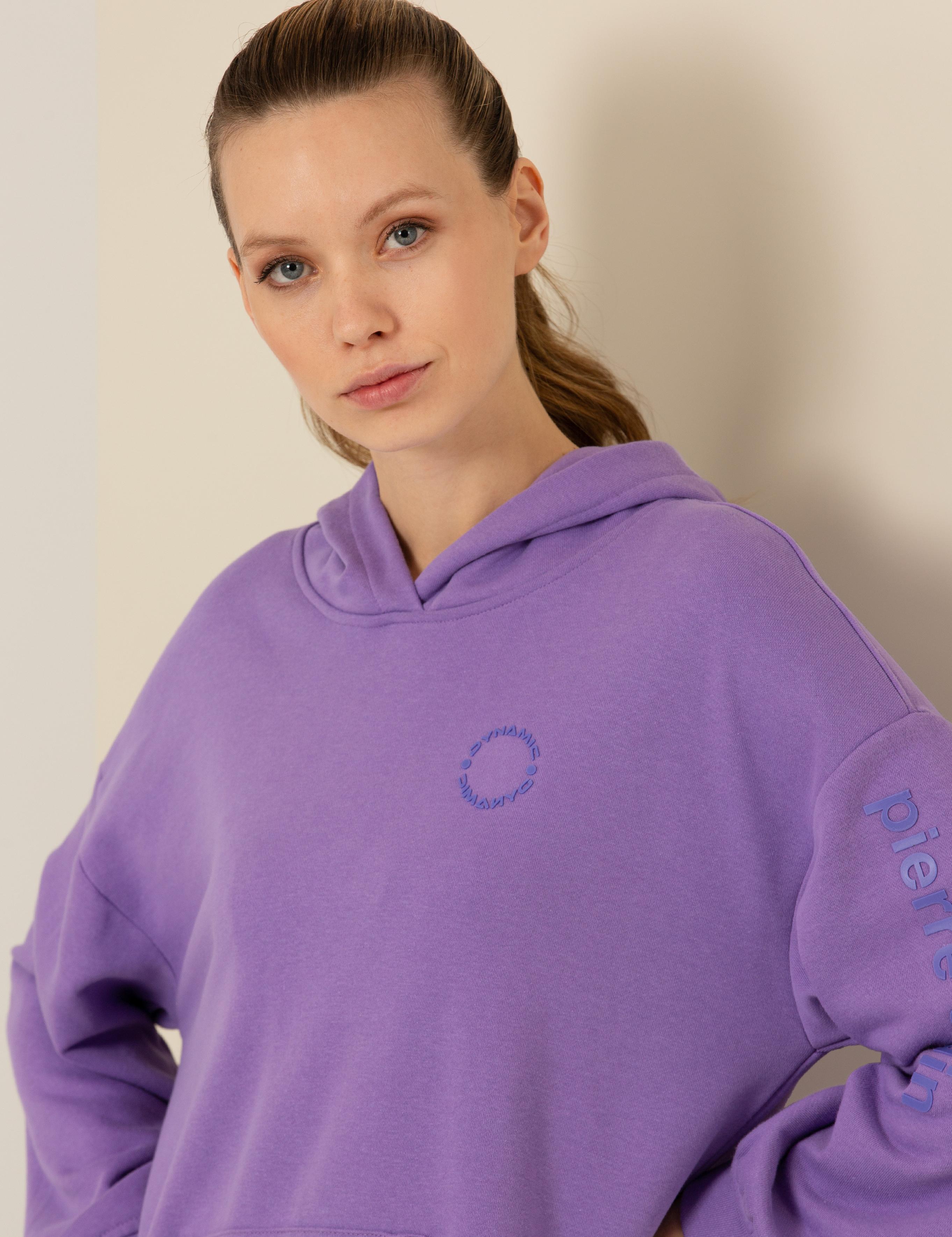 Lila Oversize Kapüşonlu Sweatshirt