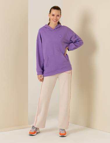 Lila Oversize Kapüşonlu Sweatshirt