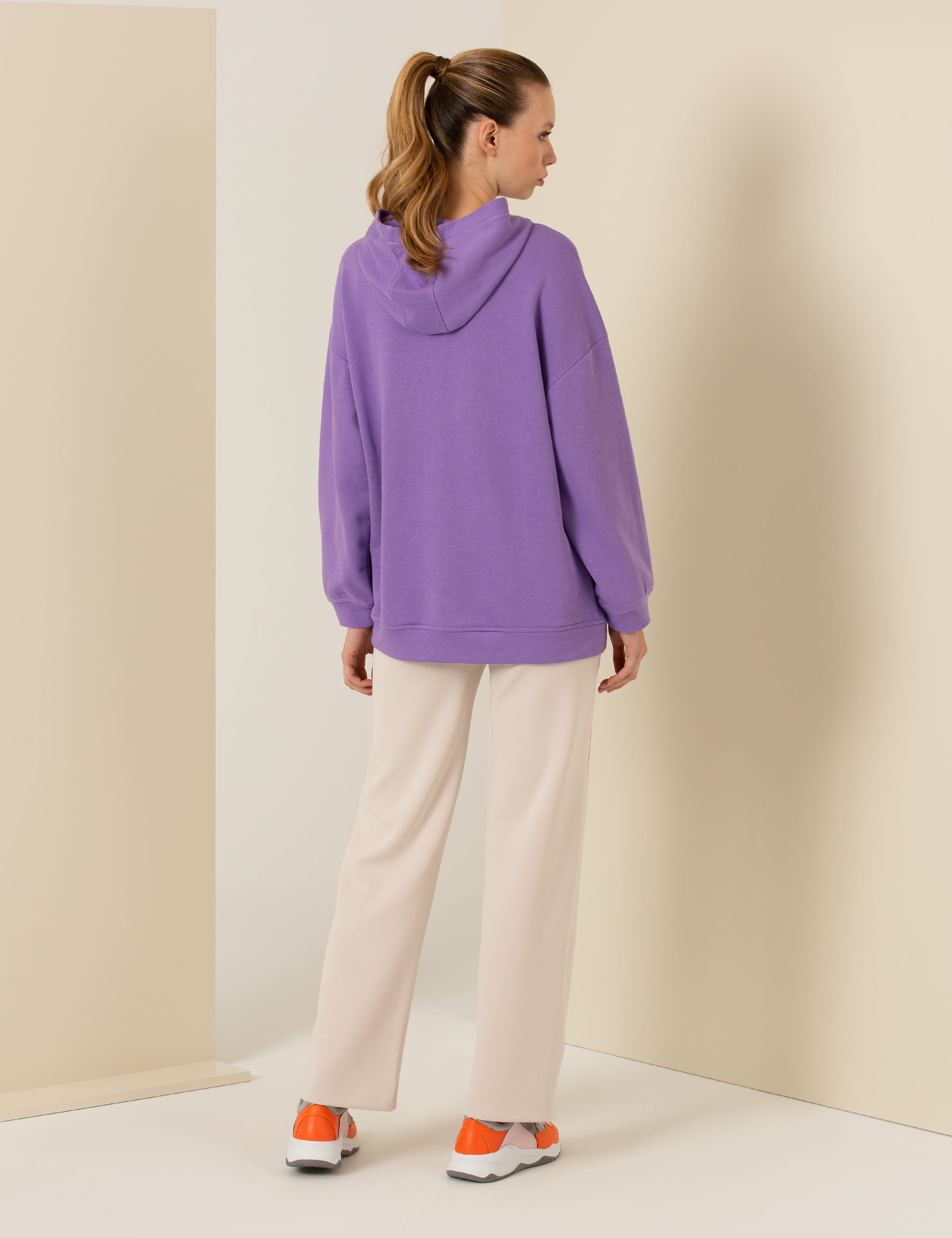 Ekru Flare Fit Eşofman Altı - Image 4