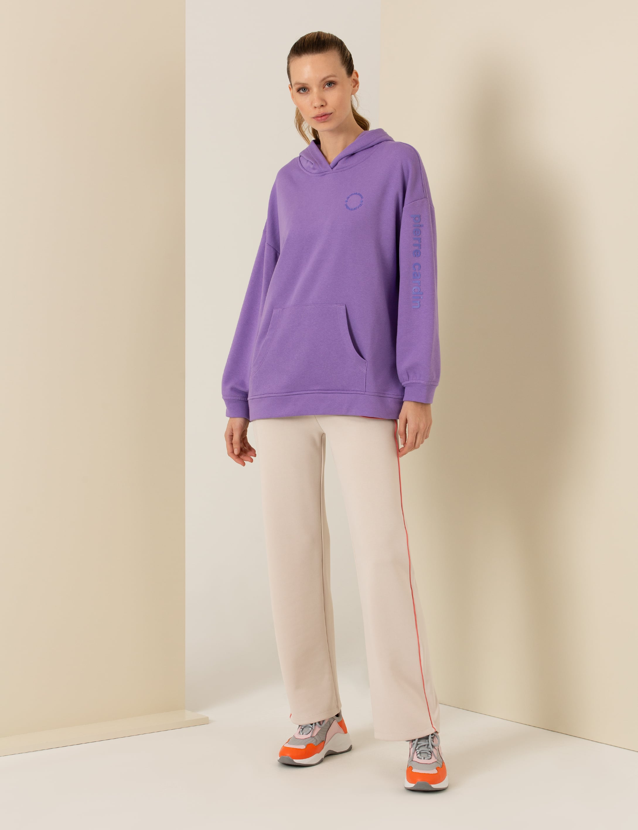 Ekru Flare Fit Eşofman Altı