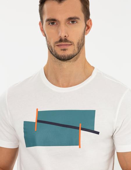 Ekru Slim Fit Bisiklet Yaka Tişört - 50258447013