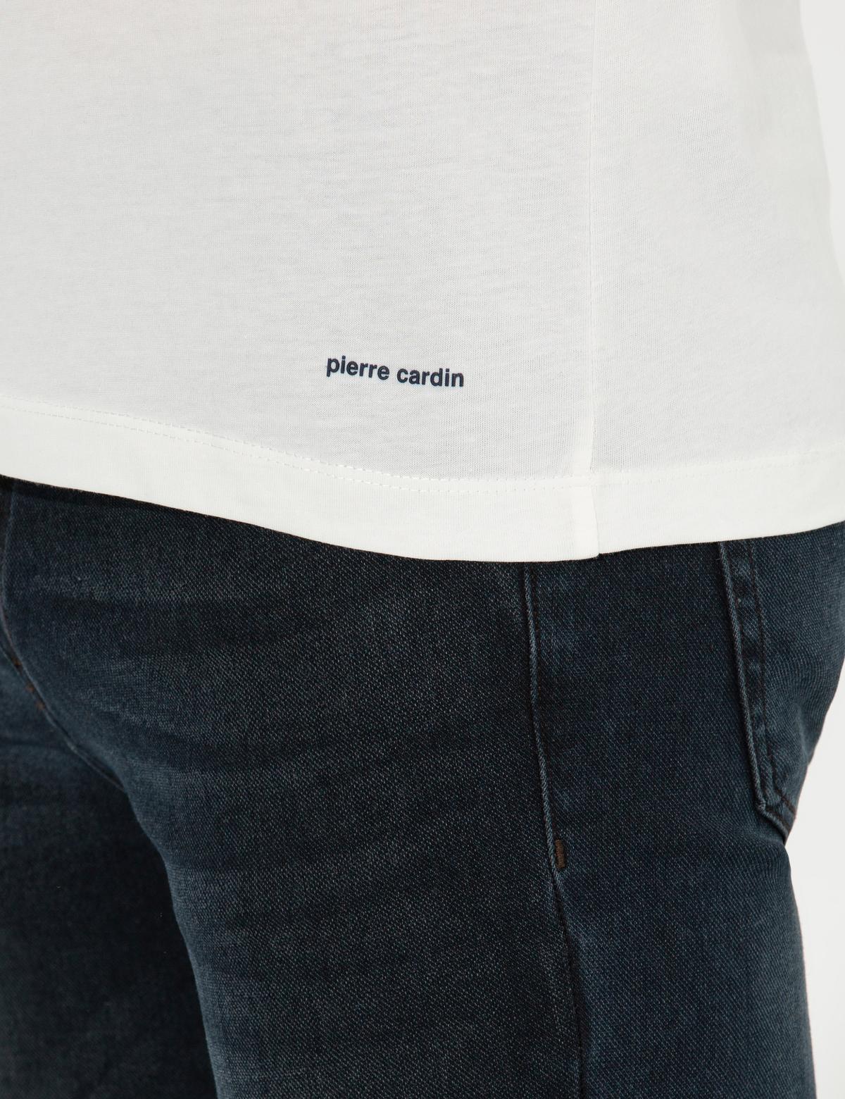 Ekru Slim Fit Bisiklet Yaka Tişört - 50258447013