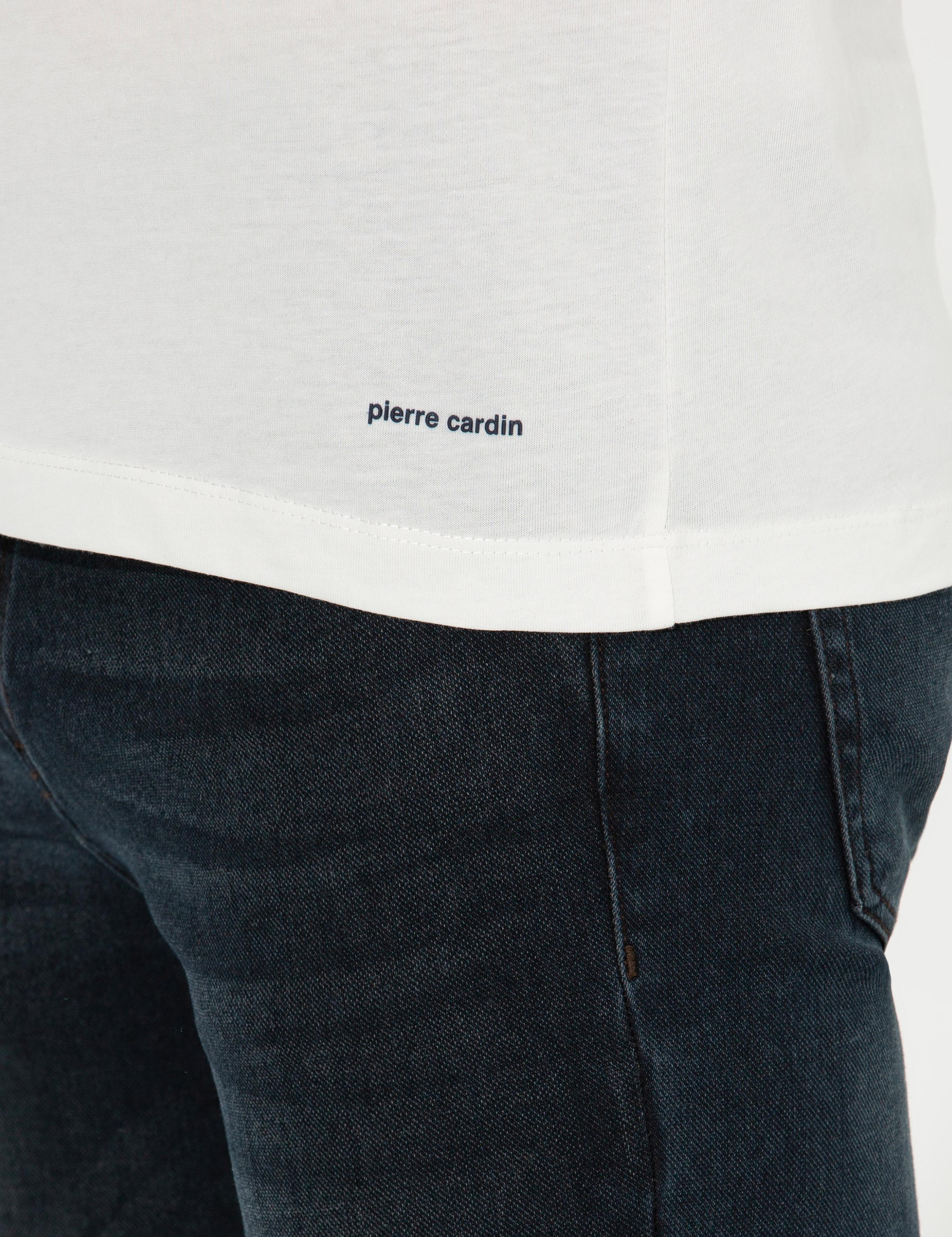 Ekru Slim Fit Bisiklet Yaka Tişört