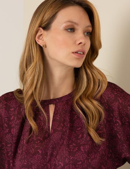 Bordo Dokuma Elbise - 50257478012