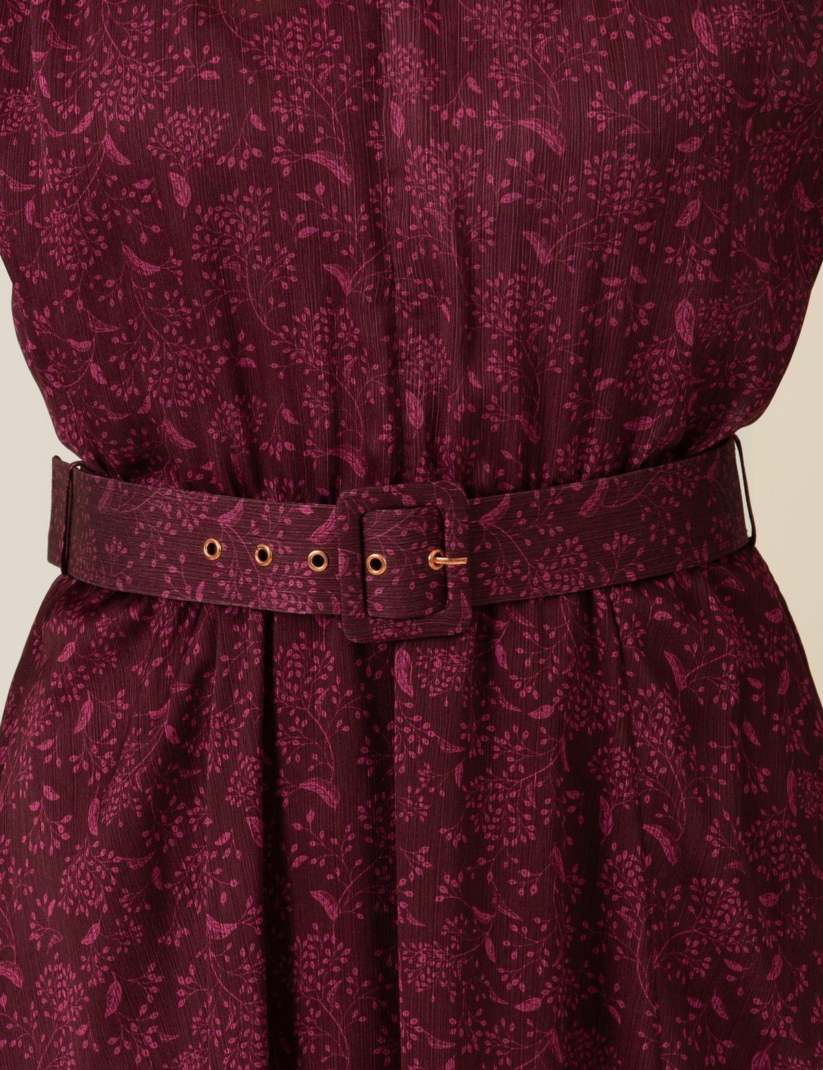 Bordo Dokuma Elbise - 50257478012